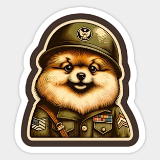 Pomeranian Soldier Sticker